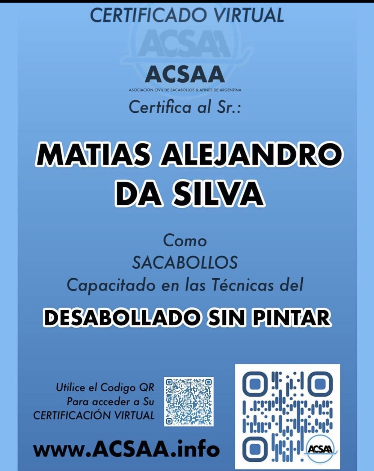 Certificado Técnico Sacabollos ACSAA - DSP-MDS City Bell